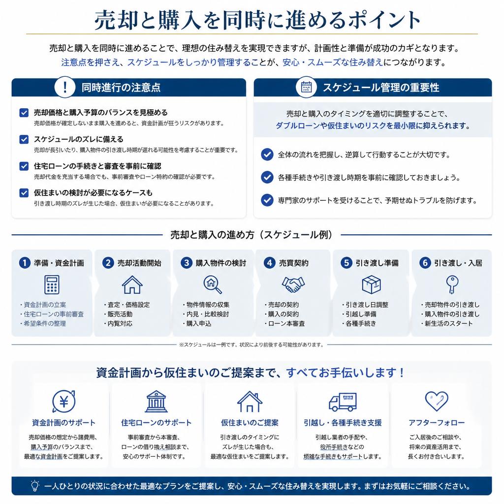売却と購入の同時進行