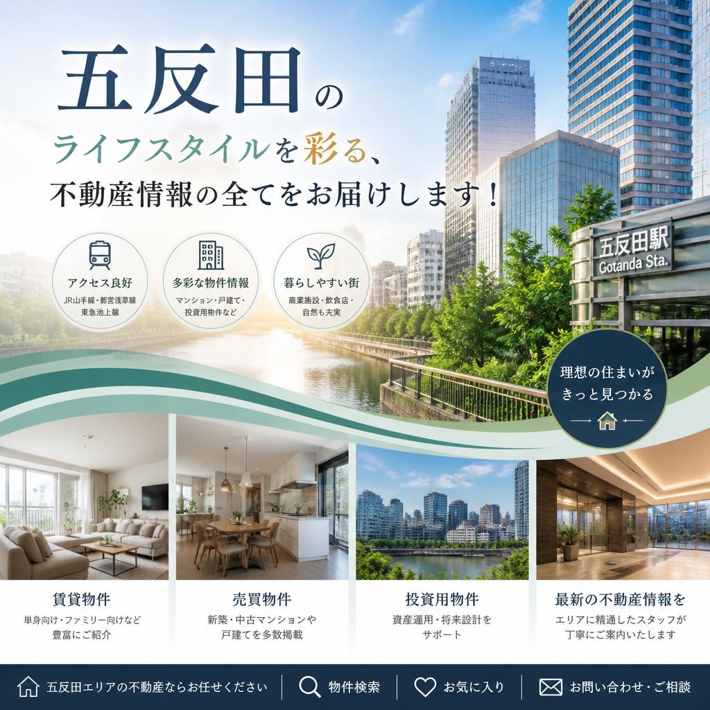 五反田のライフスタイルを彩る、不動産情報の全てをお届けします！