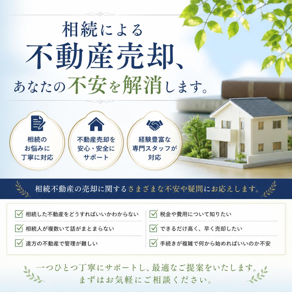 相続による不動産売却、あなたの不安を解消します。